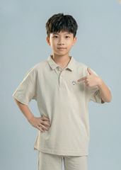 Set Polo Form Rộng Bé Trai Siêu Nhẹ Ultra Light Be