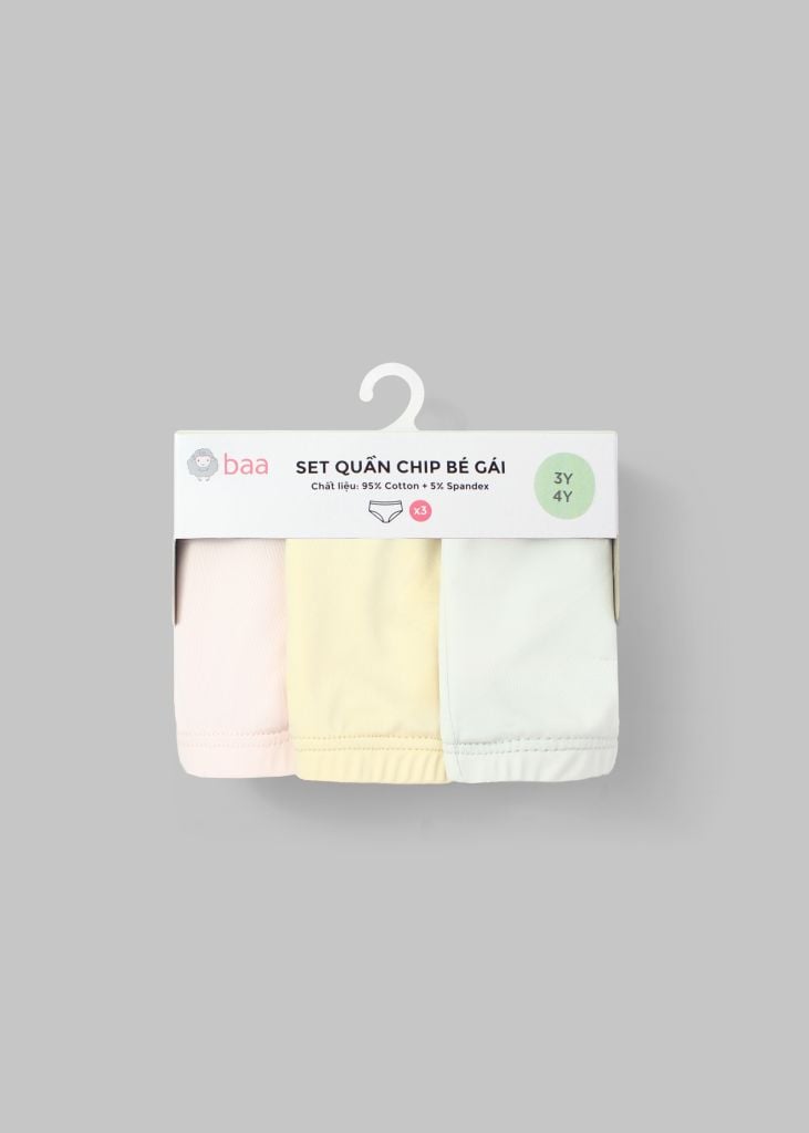 Set 3 Quần Chip Đùi Nylon Siêu Mát Bé Gái Pastel