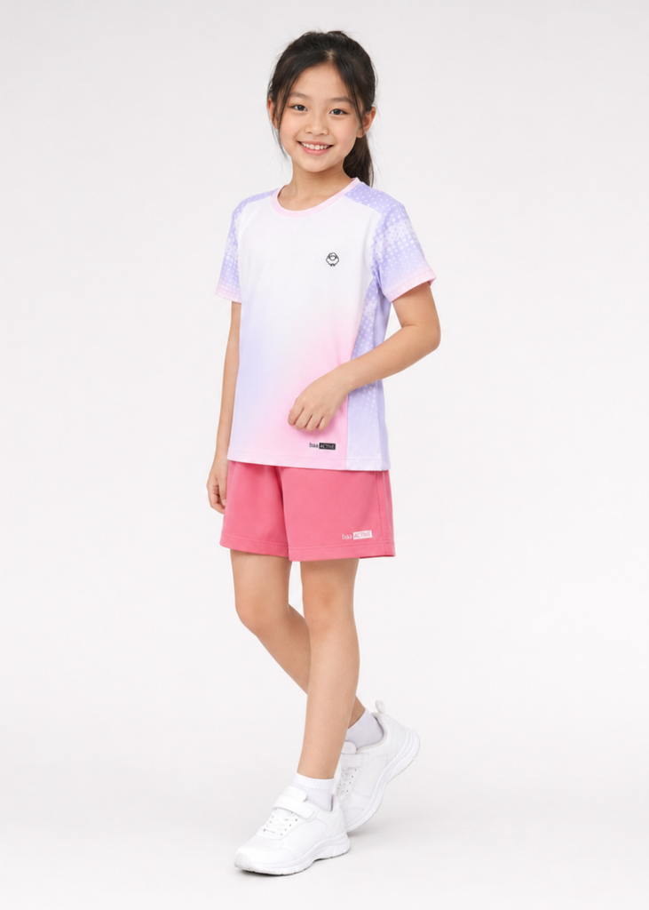 Áo Thun Thể Thao Cho Bé Siêu Nhẹ Ultra Light Tím Ombre Halftone Dots