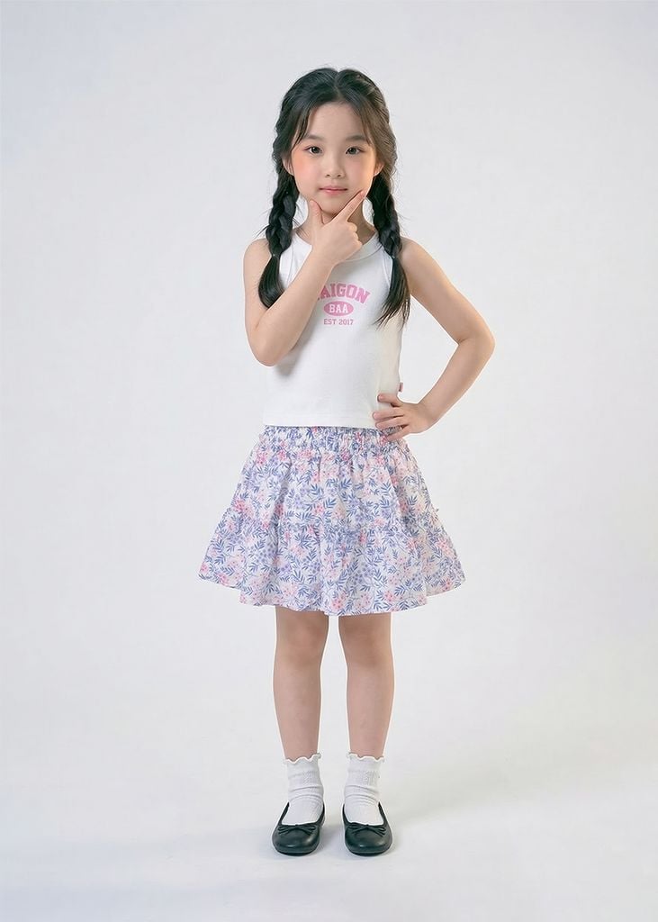 Áo Ba Lỗ Bé Gái Gân Trắng Saigon