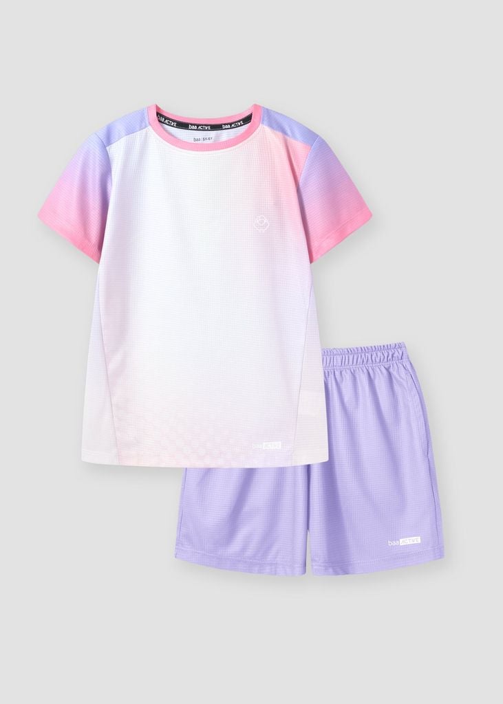 Set Thể Thao Cho Bé Siêu Nhẹ Ultra Light Họa Tiết Halftone Dots (Tím + Tím Nhạt 02)