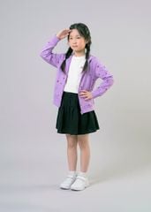 Áo Khoác Có Nón Bé Gái Da Cá Tím Hoạ Tiết Strawberry