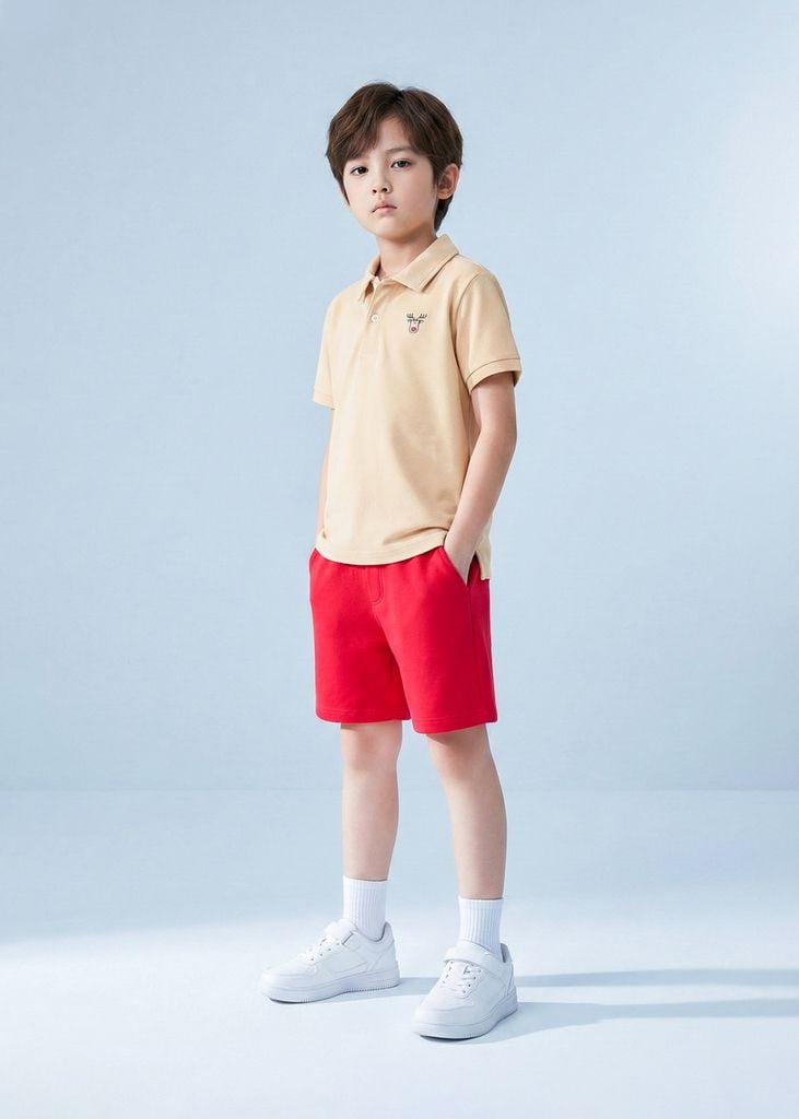 Áo Polo Ngắn Tay Bé Trai Be Thêu Tuần Lộc