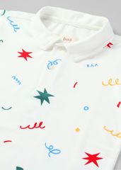 Áo Polo Ngắn Tay Bé Trai Trắng Hoạ Tiết Party 02