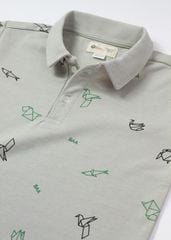 Áo Polo Ngắn Tay Bé Trai Xám Hoạ Tiết Origami
