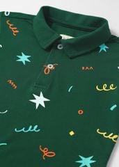 Áo Polo Ngắn Tay Bé Trai Xanh Hoạ Tiết Party 02