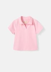 Áo Polo Thun Gân Bé Gái Hồng Nhạt