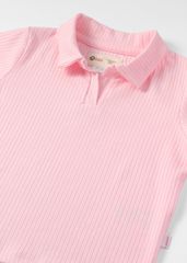 Áo Polo Thun Gân Bé Gái Hồng Nhạt