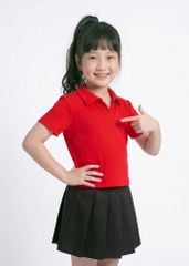 Áo Polo Thun Gân Ngắn Tay Bé Gái Đỏ