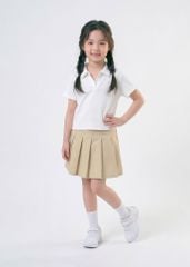 Áo Polo Thun Gân Ngắn Tay Bé Gái Trắng Kem