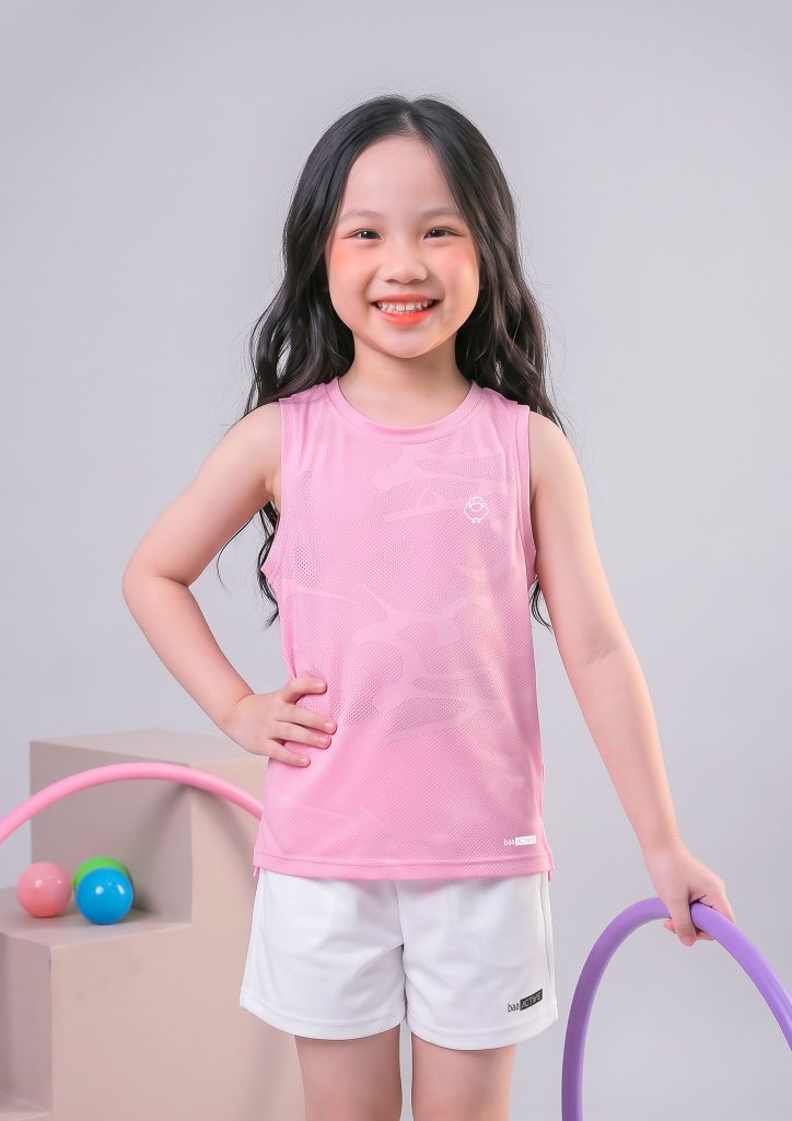 Áo Thể Thao Cộc Tay Bé Gái Siêu Nhẹ Ultra Light Hồng 02