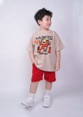 Áo Thun Form Rộng Bé Trai 210gsm Be Xe Đua