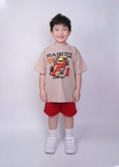 Áo Thun Form Rộng Bé Trai 210gsm Be Xe Đua