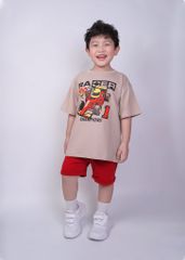 Áo Thun Form Rộng Bé Trai 210gsm Be Xe Đua