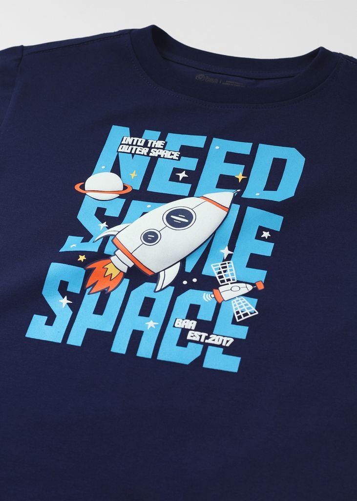 Áo Thun Form Rộng Bé Trai 210gsm Navy Vũ Trụ
