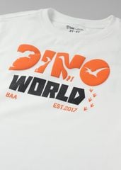 Áo Thun Form Rộng Bé Trai 210gsm Trắng Khủng Long