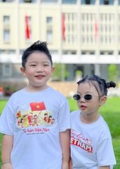 Áo Thun Form Rộng Cho Bé 210gsm Trắng Tự Hào Việt Nam