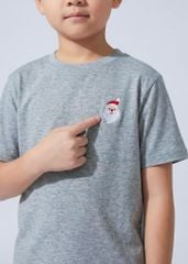 Áo Thun Form Rộng Bé Trai 210gsm Xám Thêu Ông Già Noel BC-AT30N-33