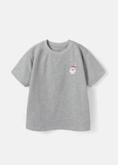 Áo Thun Form Rộng Bé Trai 210gsm Xám Thêu Ông Già Noel BC-AT30N-33