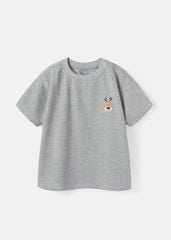 Áo Thun Form Rộng Bé Trai 210gsm Xám Thêu Tuần Lộc BC-AT30N-33