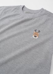 Áo Thun Form Rộng Bé Trai 210gsm Xám Thêu Tuần Lộc BC-AT30N-33