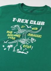 Áo Thun Form Rộng Bé Trai 210gsm Xanh Lá Khủng Long T-REX