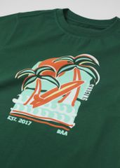 Áo Thun Form Rộng Bé Trai 210gsm Xanh Lá Nhiệt Đới