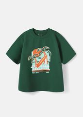 Áo Thun Form Rộng Bé Trai 210gsm Xanh Lá Nhiệt Đới