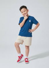 Áo Thun Form Rộng Bé Trai 210gsm Xanh Thêu Gấu Trắng BC-AT30N-33