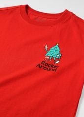 Áo Thun Form Rộng Bé Trai 230gsm Đỏ Cây Thông