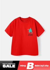 Áo Thun Form Rộng Bé Trai 230gsm Đỏ Cây Thông