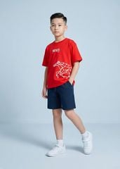 Áo Thun Form Rộng Bé Trai 230gsm Đỏ Ride With The Wild 01