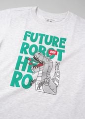 Áo Thun Form Rộng Bé Trai 230gsm Xám T-Rex Robot