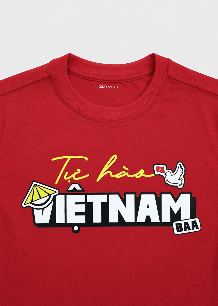 Áo Thun Form Rộng Bé Trai Đỏ Tự Hào Việt Nam