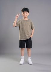 Áo Thun Form Rộng Bé Trai Wash Nâu Nhạt 02