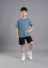 Áo Thun Form Rộng Bé Trai Wash Xanh Biển 02