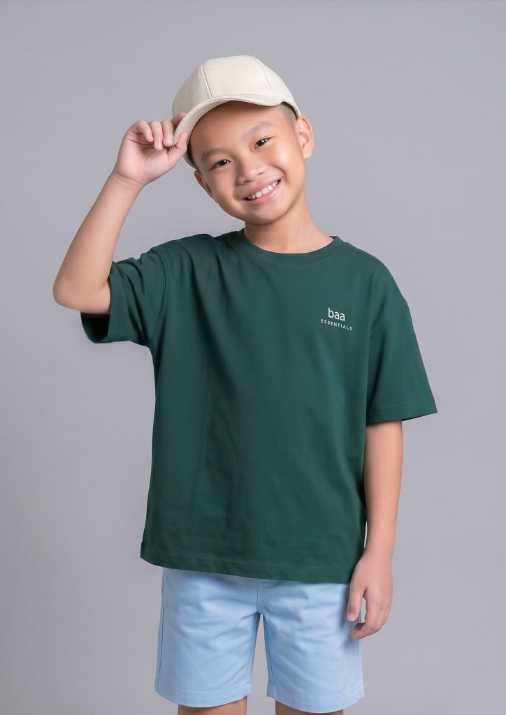 Áo Thun Form Rộng Bé Trai Xanh Lá