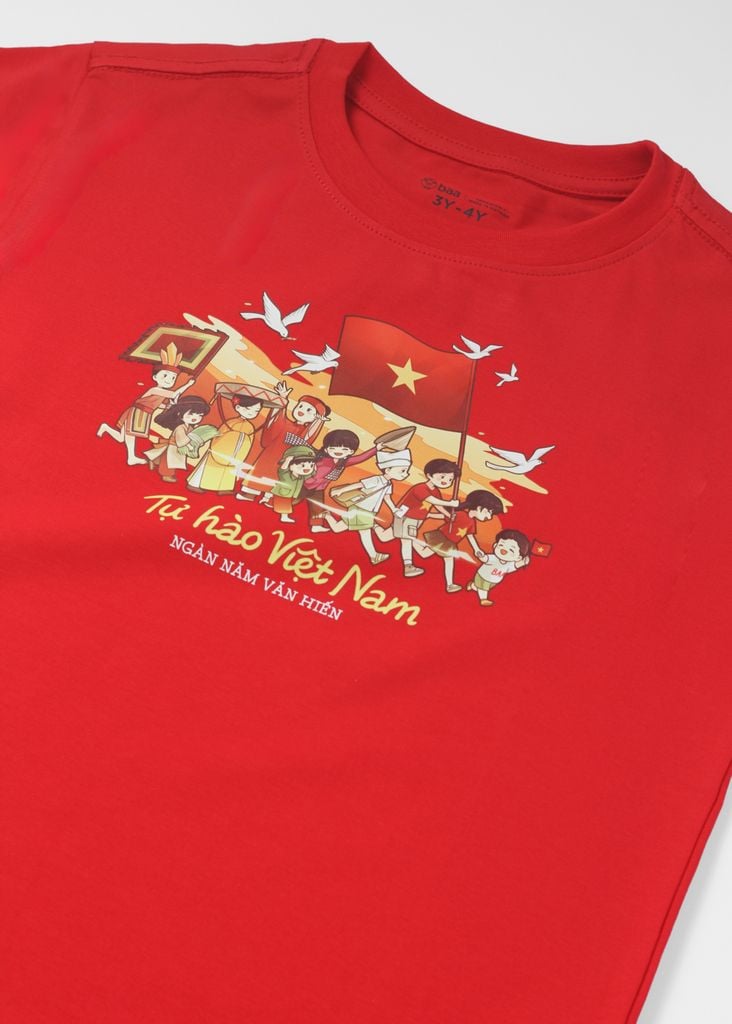 Áo Thun Form Rộng Cho Bé 210gsm Đỏ Tự Hào Việt Nam