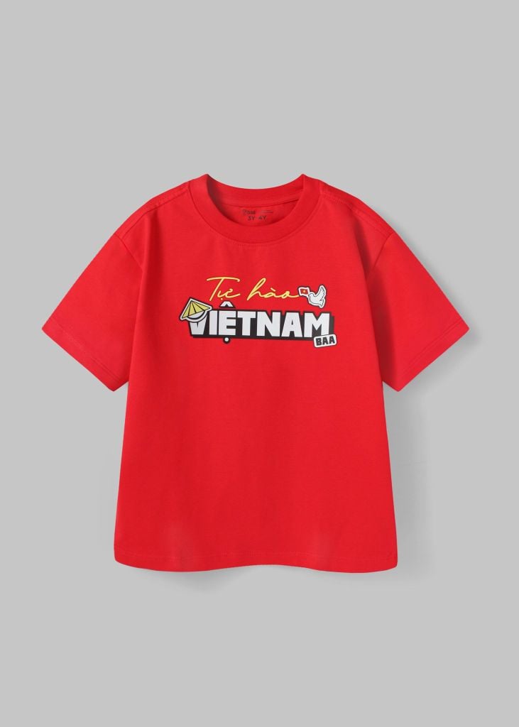 Áo Thun Form Rộng Cho Bé 210gsm Đỏ Tự Hào Việt Nam (Typo)