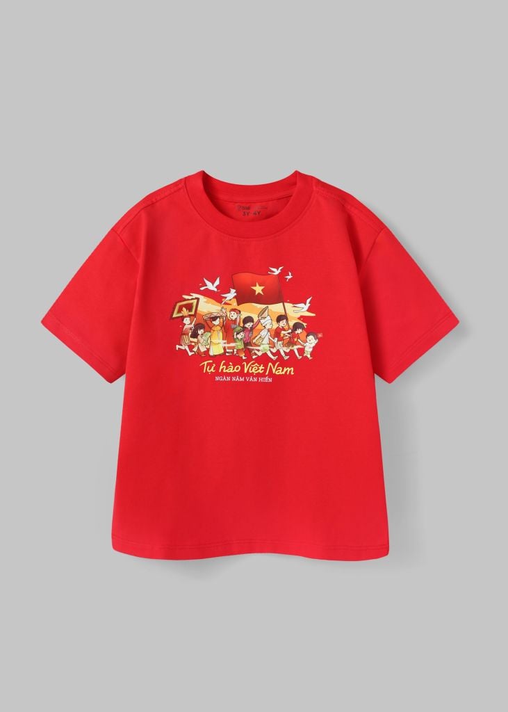 Áo Thun Form Rộng Cho Bé 210gsm Đỏ Tự Hào Việt Nam