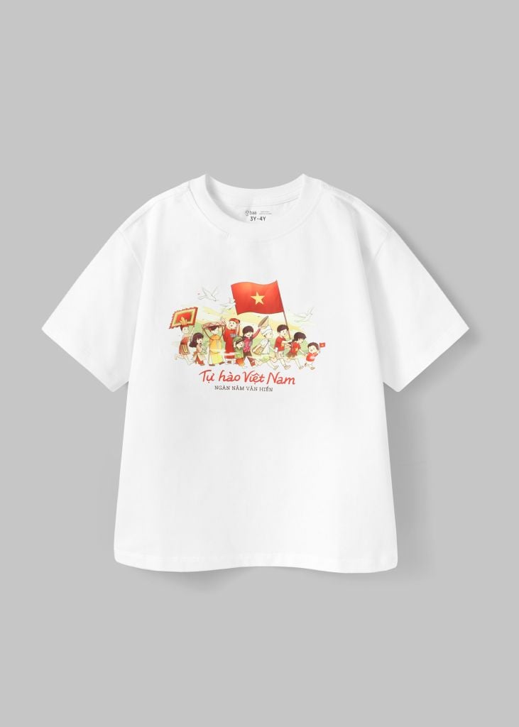 Áo Thun Form Rộng Cho Bé 210gsm Trắng Tự Hào Việt Nam