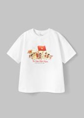 Áo Thun Form Rộng Cho Bé 210gsm Trắng Tự Hào Việt Nam