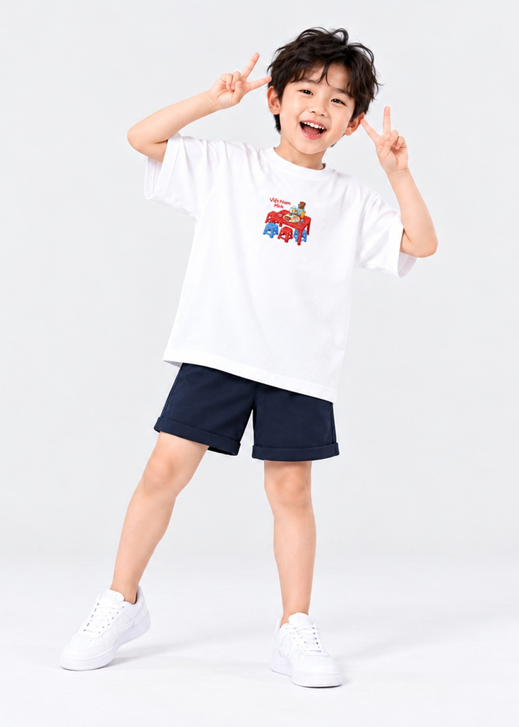 Áo Thun Form Rộng Cho Bé Cotton Mát Cool Jade Cơm Tấm