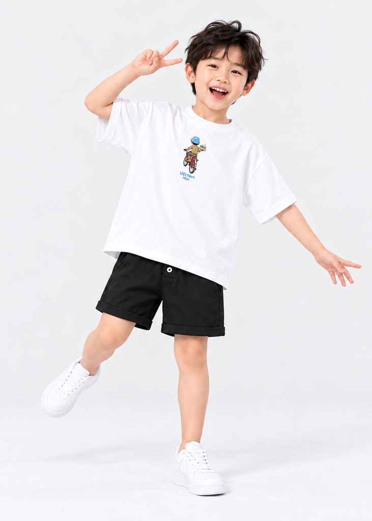 Áo Thun Form Rộng Cho Bé Cotton Mát Cool Jade Hủ Tiếu Gõ