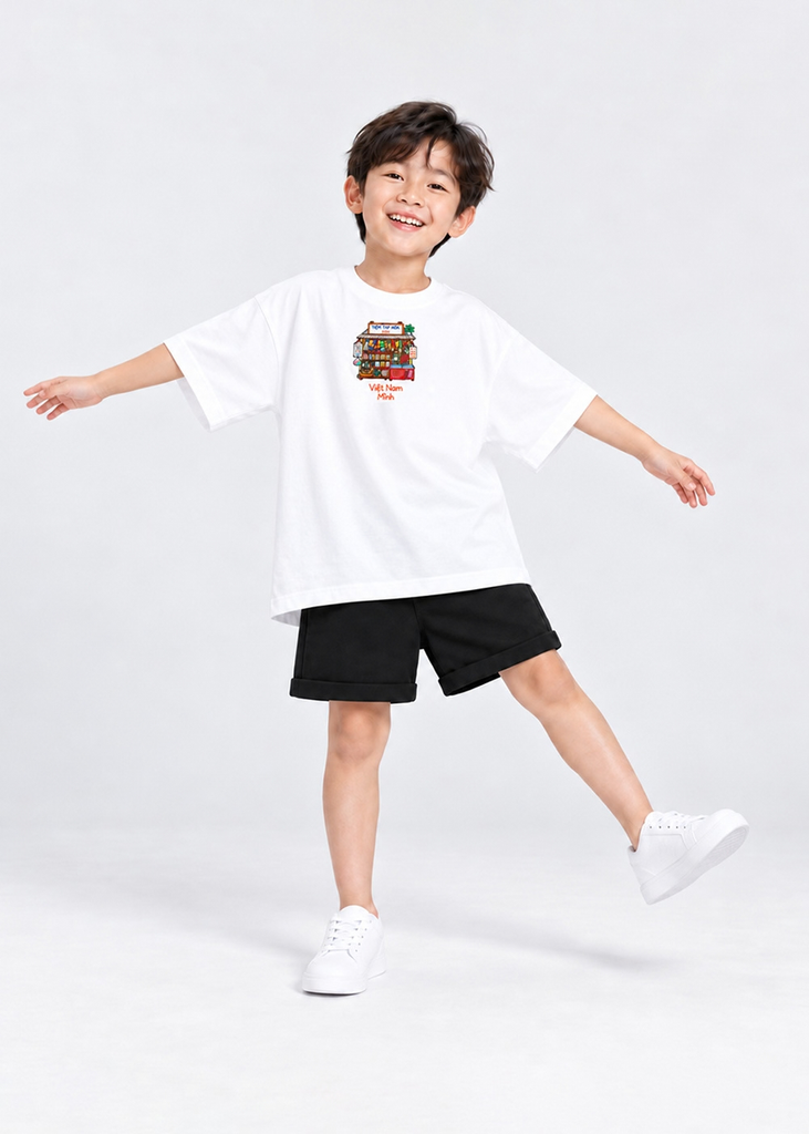 Áo Thun Form Rộng Cho Bé Cotton Mát Cool Jade Tiệm Tạp Hoá