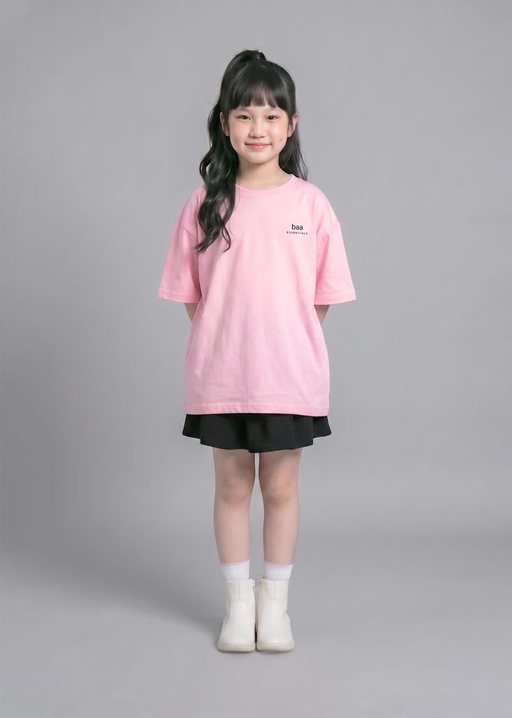 Áo Thun Form Rộng Cho Bé Hồng Nhạt