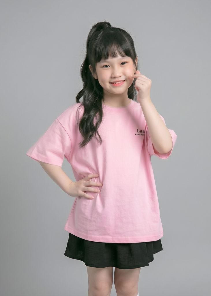 Áo Thun Form Rộng Cho Bé Hồng Nhạt