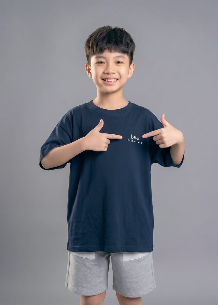 Áo Thun Form Rộng Cho Bé Navy