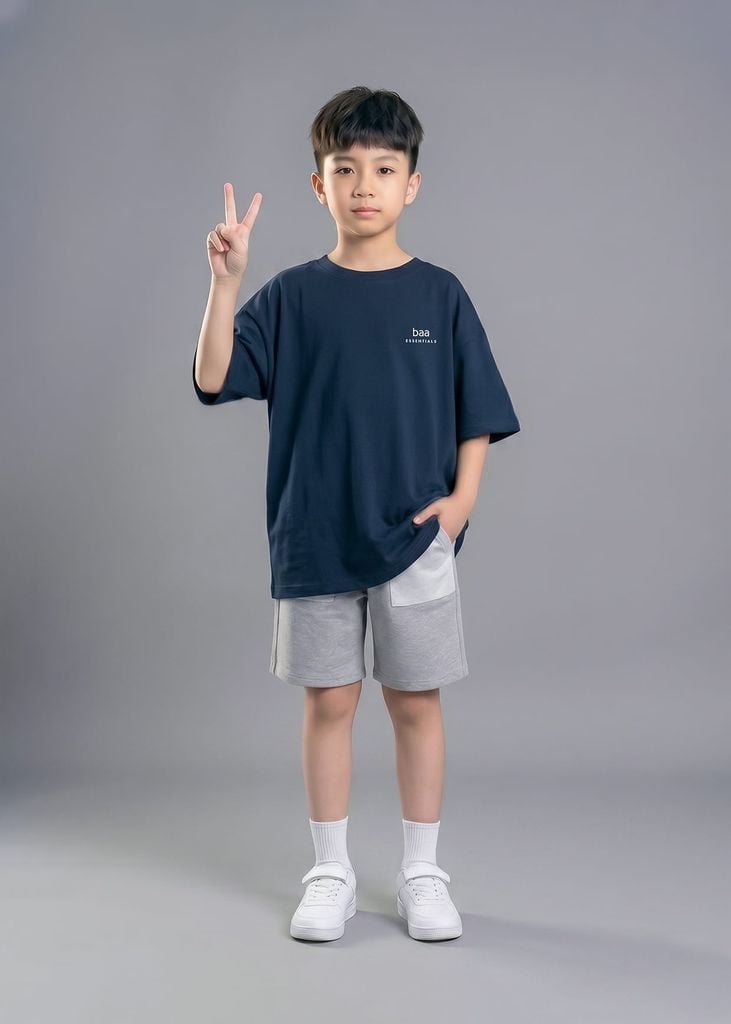 Áo Thun Form Rộng Cho Bé Navy