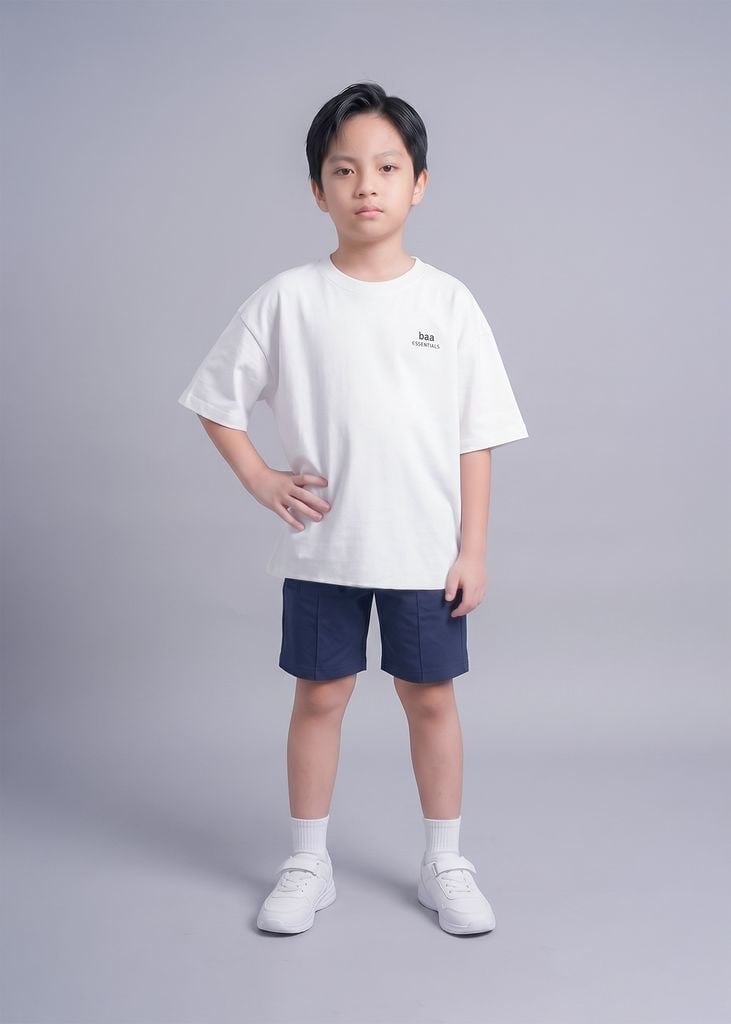 Áo Thun Form Rộng Cho Bé Trắng Kem